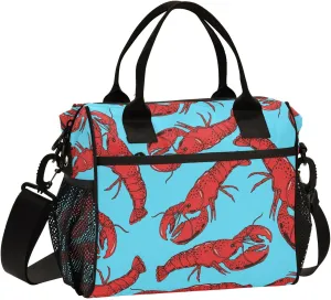 Pigsaly Kids Lunch Bag Cute Red Lobster Large Lunch Box For Boy Girl Shell Crayfish Insulated Lunch Bags Cooler Bag For School Office Picnic Work S