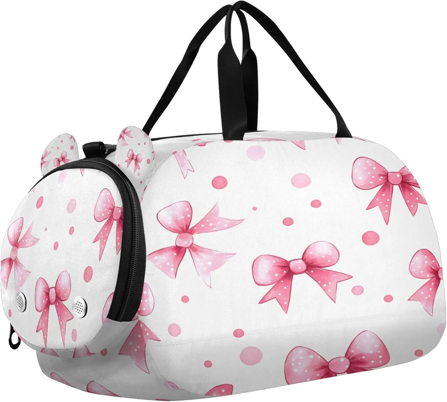 Pink Bows Youth Sports & Travel Duffle Bag with Shoe Compartment,Waterproof Gym Bag for Girls and Boys (Overnight Essentials Organizer)
