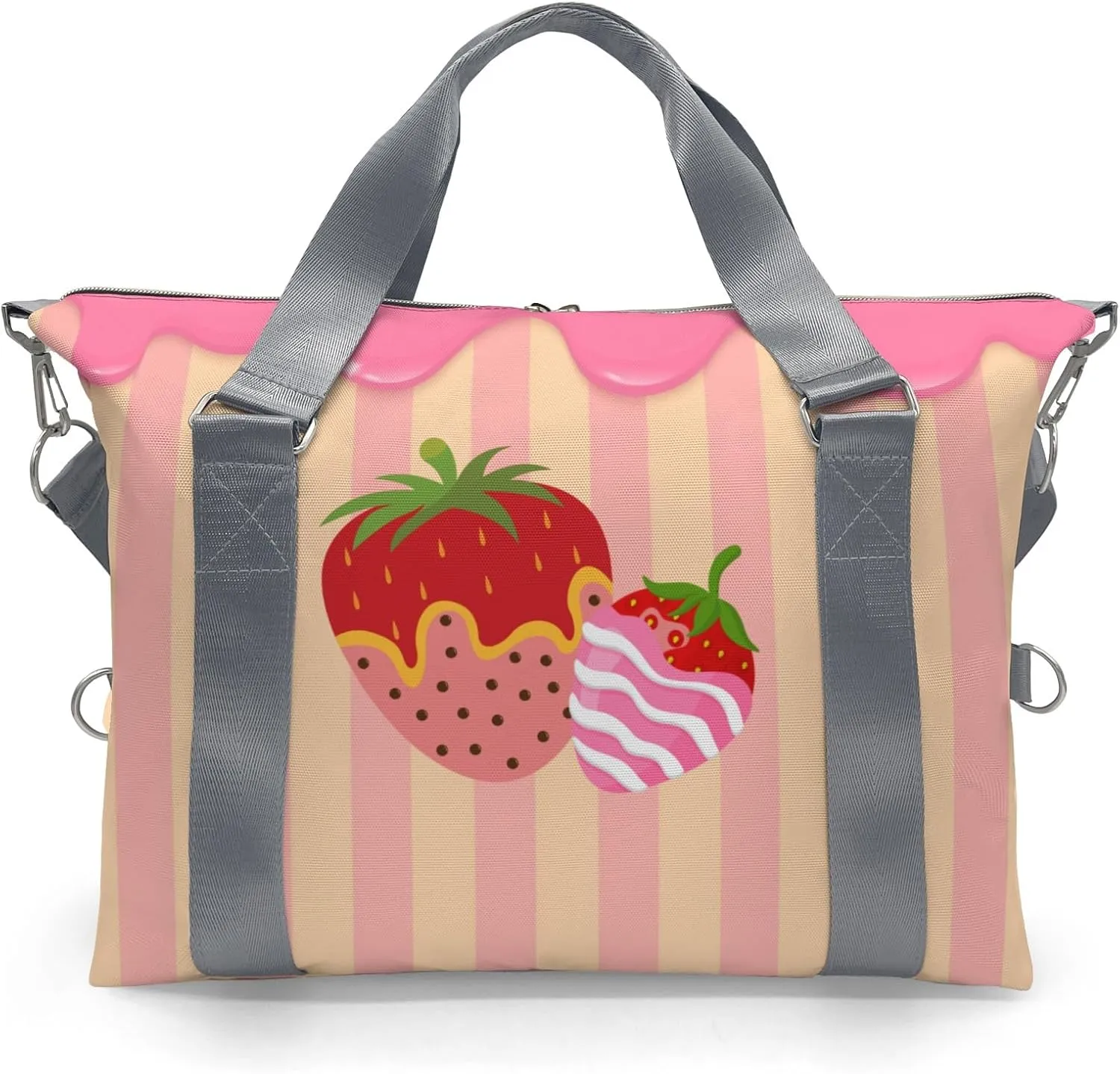 Pink Drips Sweet Strawberry Personalized Kids Duffel Swim Bag for Boys,Customized Swim Duffle Bag for Boys Man Kids Gifts