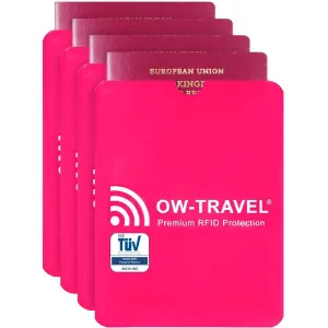 Pink RFID blocking passport protector sleeves. Contactless protection