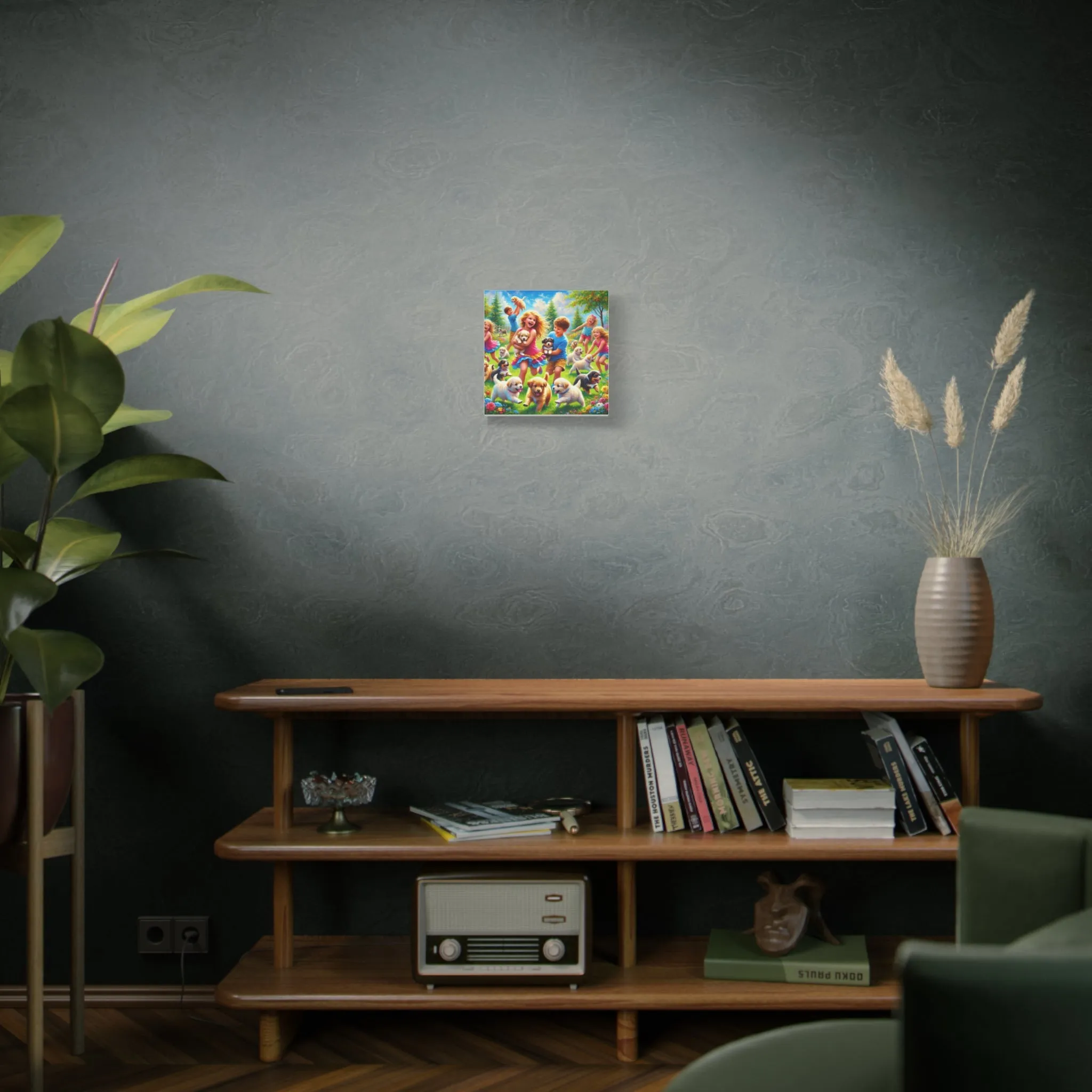 Playful Puppies Canvas Art - Joyful Kids & Dogs Design, Gifts for friends, Gifts for love ones, Home decoration, Office decoration