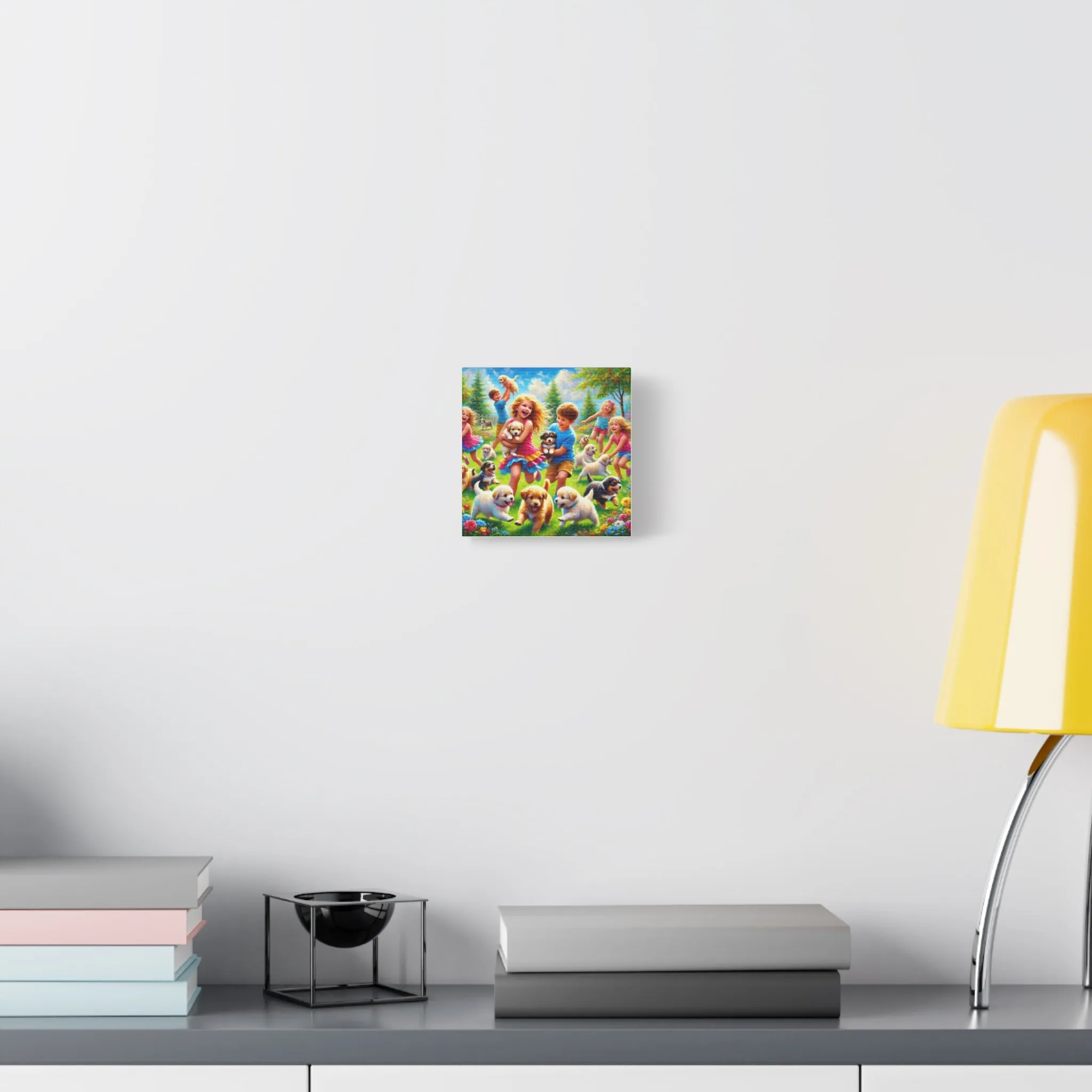 Playful Puppies Canvas Art - Joyful Kids & Dogs Design, Gifts for friends, Gifts for love ones, Home decoration, Office decoration