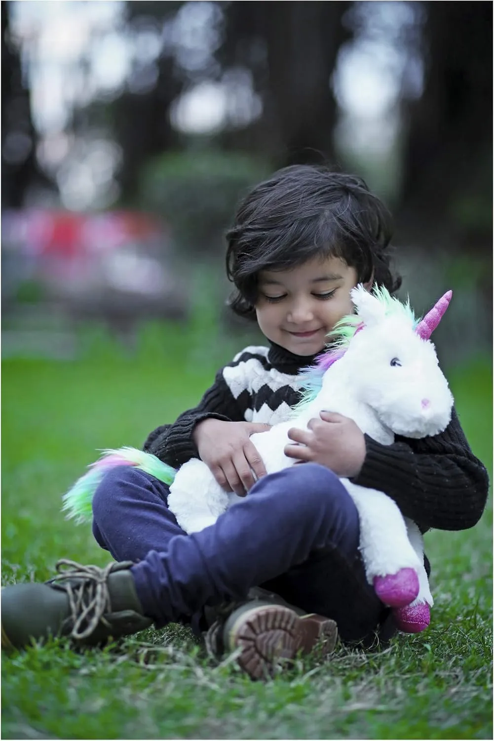 Plushland Fluffy Plush Rainbow Unicorn Stuffed Animal Toy 14 Inches - Cuddly Autism ADHD Soft Magical Gifts Present Birthday Love Girlfriend Pal Buddies Friendship