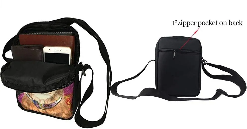 Poceacles Casual Small Kids Messenger Bag Zipper Shoulder Mobile Phone Bag Purse with Adjustable Strap
