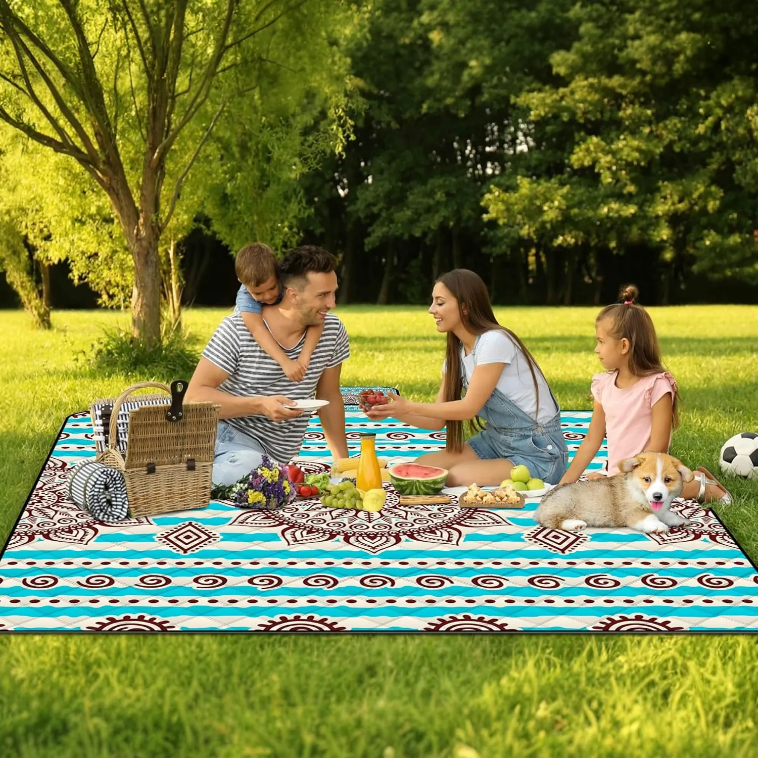 Poedist Extra Large Picnic Blanket Waterproof,80"x 80"Foldable Machine Washable Beach Blanket,Outdoor Blanket for 6-8 Adults,Suitable for Indoor Crawling,Park Beach,Camping,Hiking,Family Travel