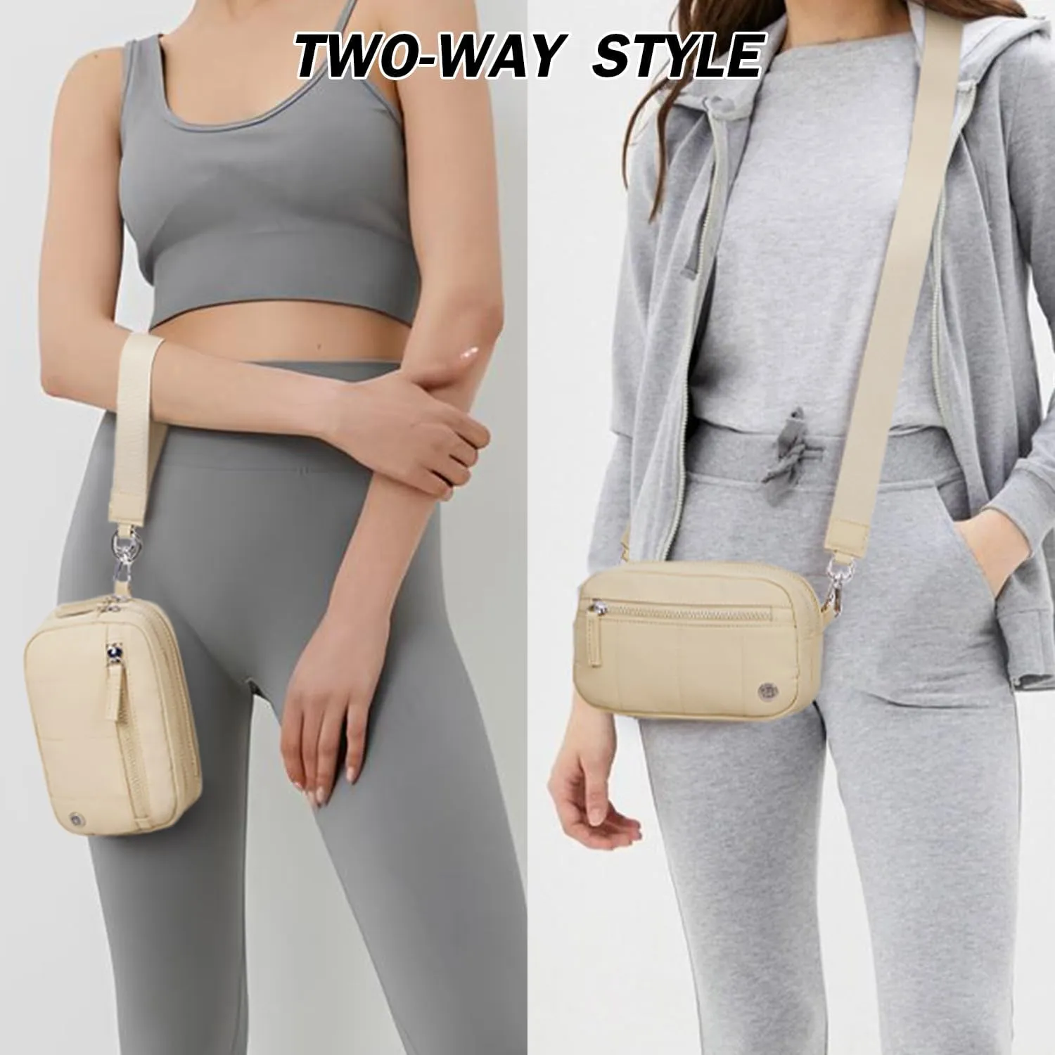 POIUGOYA Small Nylon Crossbody Bags for Women,RFID Wristlet Purse Built in Wallet, 4 Zipper Crossbody Wallet Phone Organizer