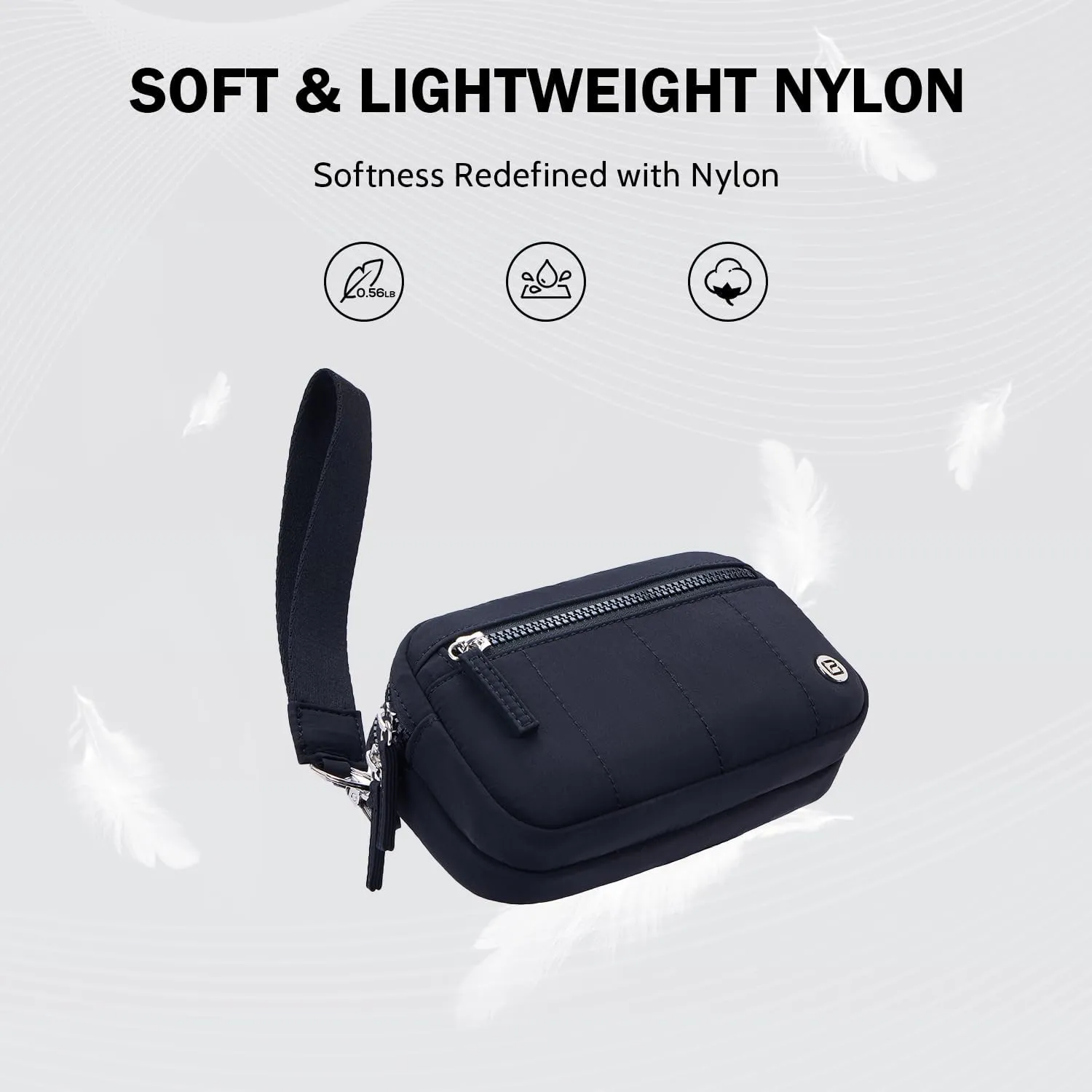POIUGOYA Small Nylon Crossbody Bags for Women,RFID Wristlet Purse Built in Wallet, 4 Zipper Crossbody Wallet Phone Organizer