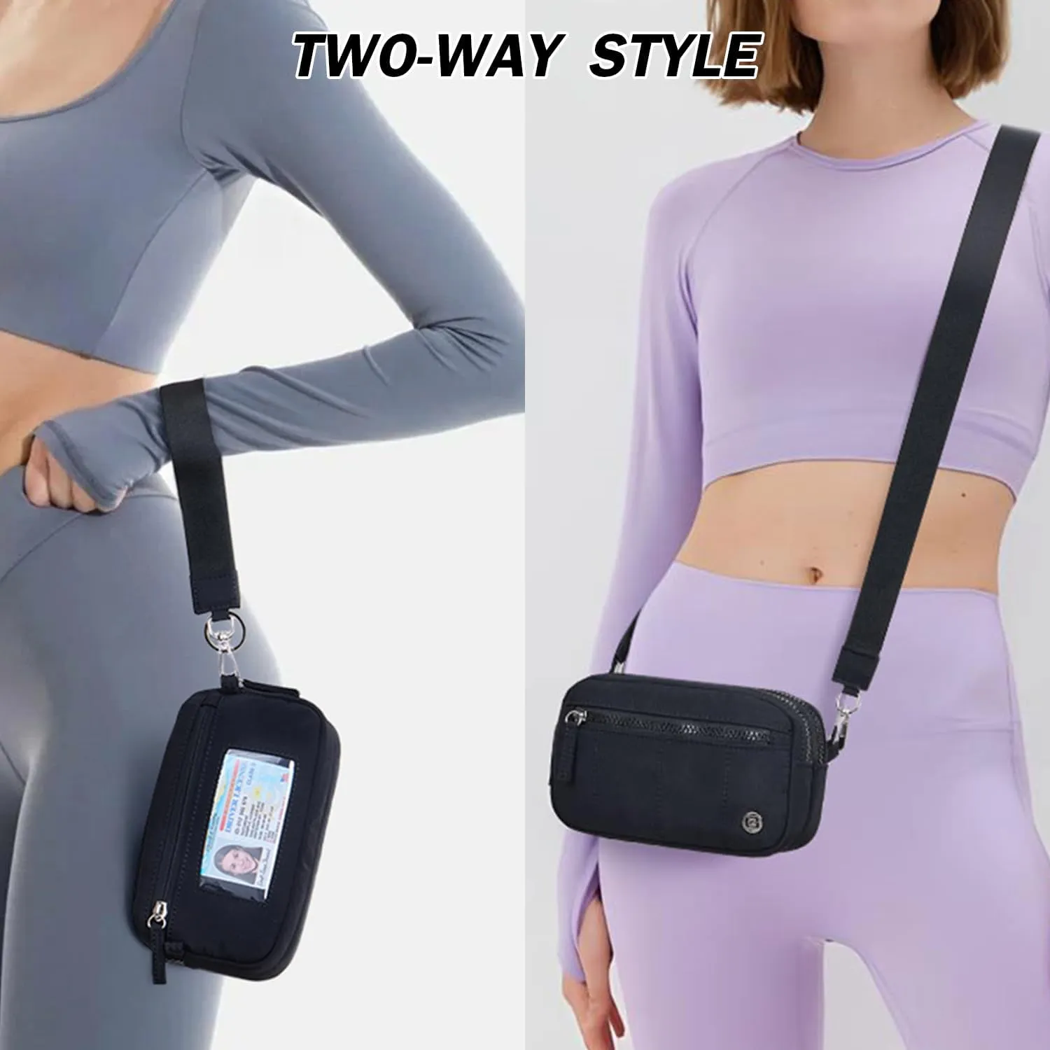 POIUGOYA Small Nylon Crossbody Bags for Women,RFID Wristlet Purse Built in Wallet, 4 Zipper Crossbody Wallet Phone Organizer