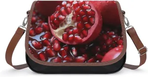 Pomegranate Fruit Leather Shoulder Bag for Women Classic Crossbody Purse Leather Tote Bag Handbag Purse Small Shoulder Bags for Shopping