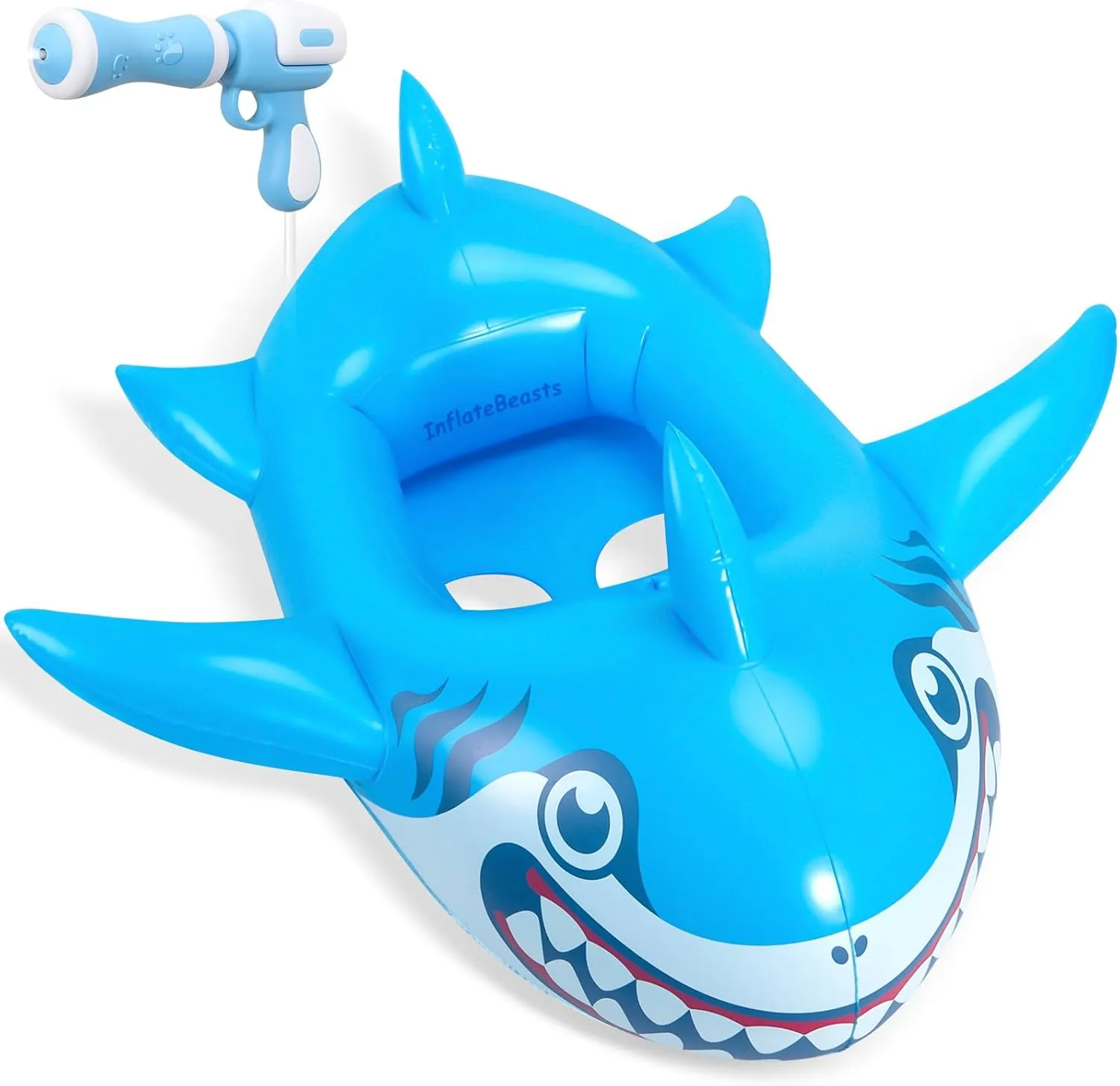 Pool Float Kids with Water Gun - Inflatable Shark Toddler Pool Floaties, Pool Toys for Kids Ages 3-10, Swimming Floats with Water Cannon for Lake Beach Pool Party (Blue Shark)