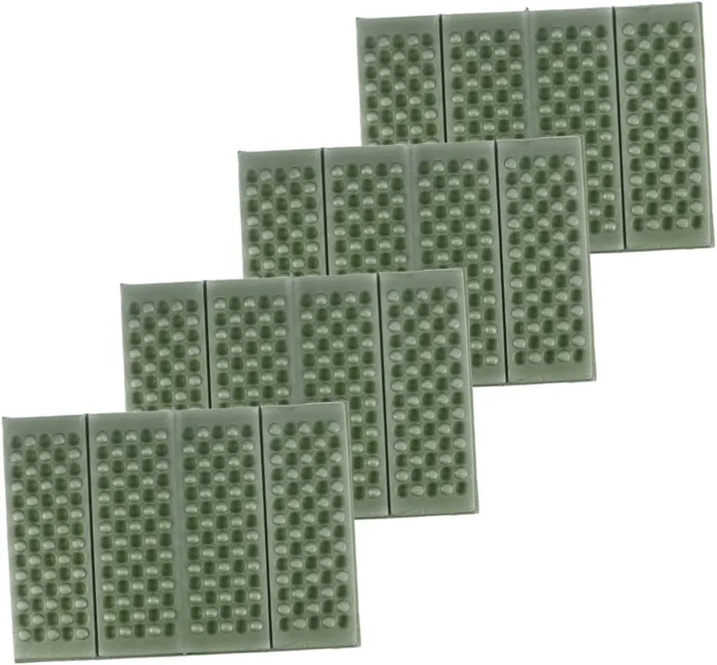 POPETPOP 4Pcs Lightweight Folding Cushion Mat with Storage Bag for Camping Picnic and Outdoor Activities Heat Cold Resistant Green