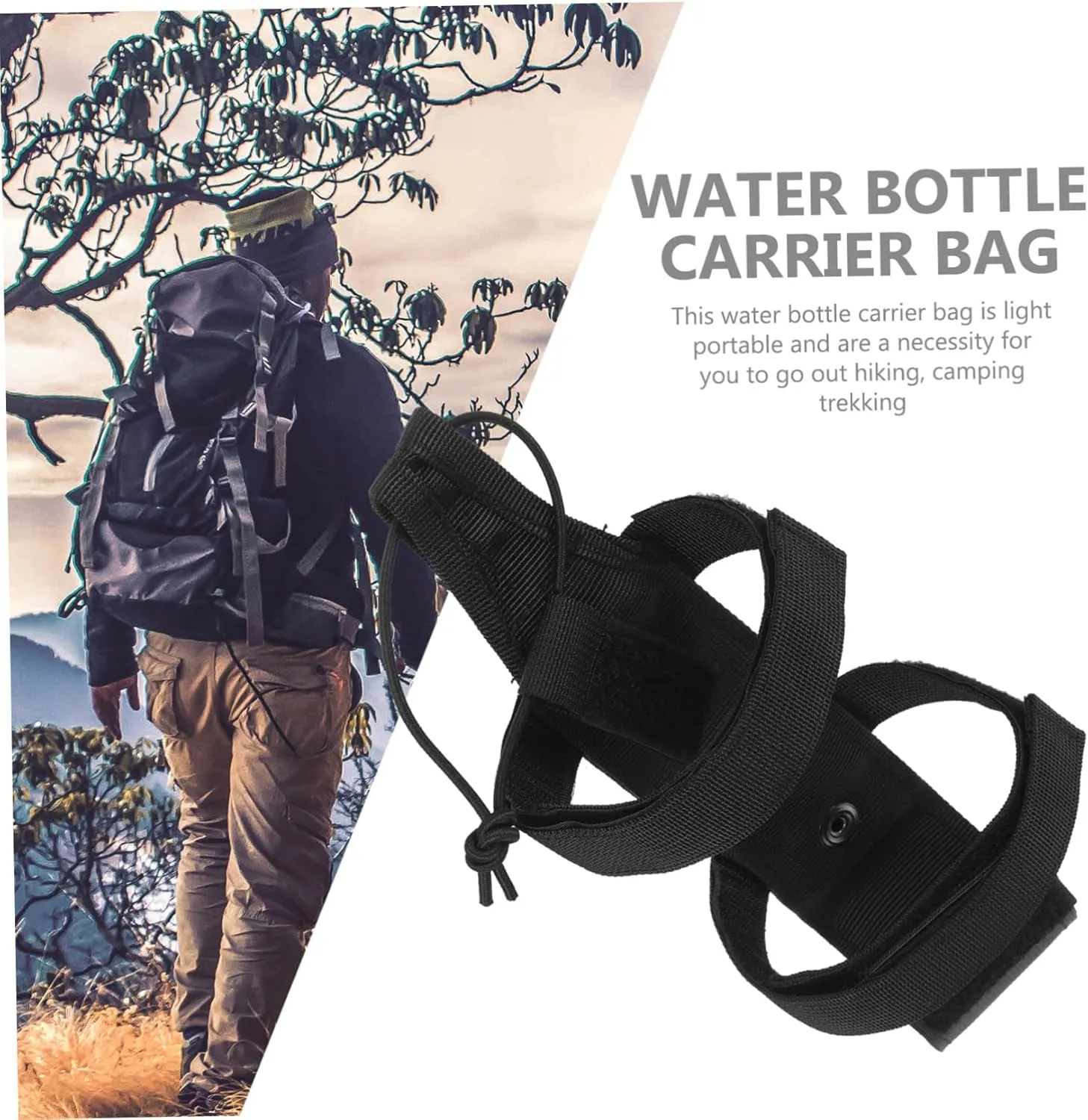 POPETPOP Protective Cover Bottle Water Sleeve Pouch Outdoor Supplies Strap Camping Supplies Nylon Black