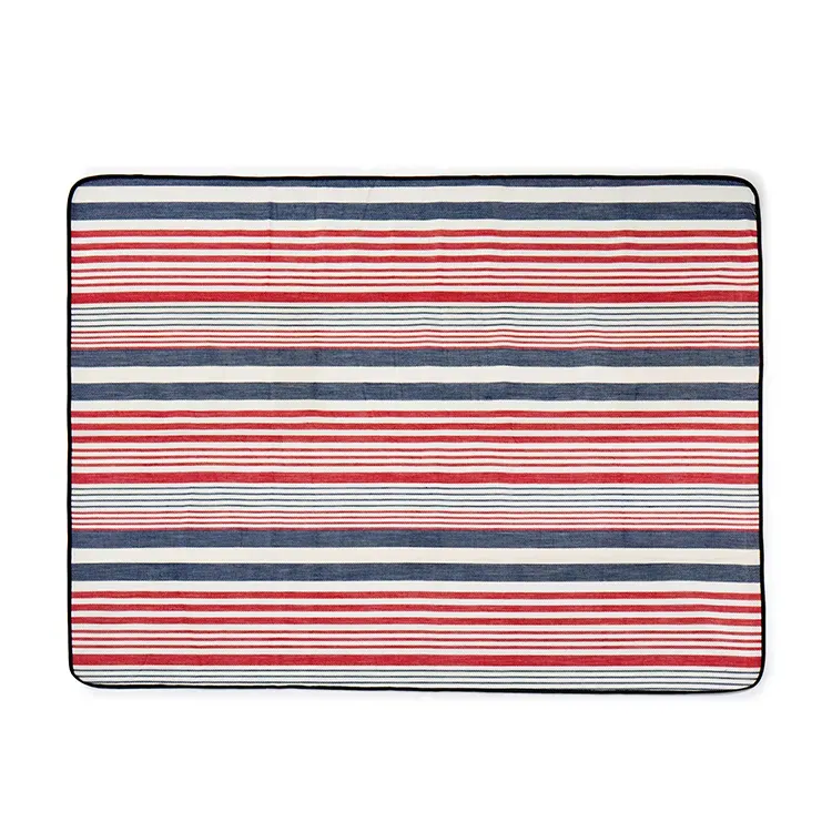 Portable Waterproof Picnic Blanket for Outdoor Activities-Red Color with stripes