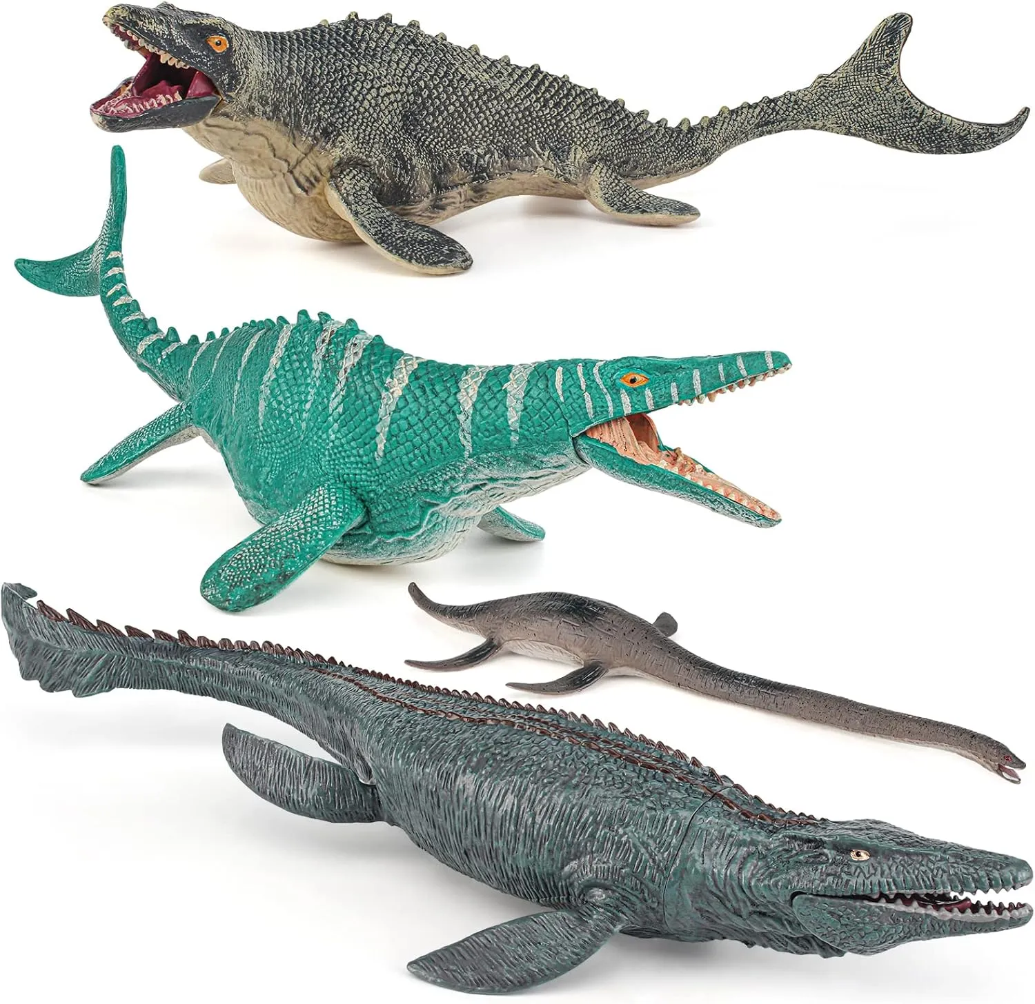 Prehistoric Ocean Sea Marine Dinosaur Animal Figurines Playsets 4 PCS Mosasaurus Model Figures Party Favors Decoration Collection Set Toys for Boys Girls Kid Toddlers