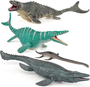Prehistoric Ocean Sea Marine Dinosaur Animal Figurines Playsets 4 PCS Mosasaurus Model Figures Party Favors Decoration Collection Set Toys for Boys Girls Kid Toddlers