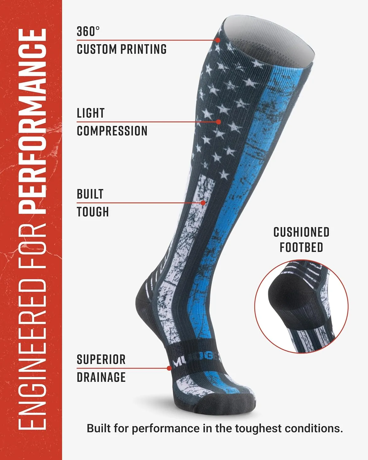 Premium Compression Socks, Special Edition Sweat-Resistant Knee High Socks for Marathon, Running, Hiking & Biking