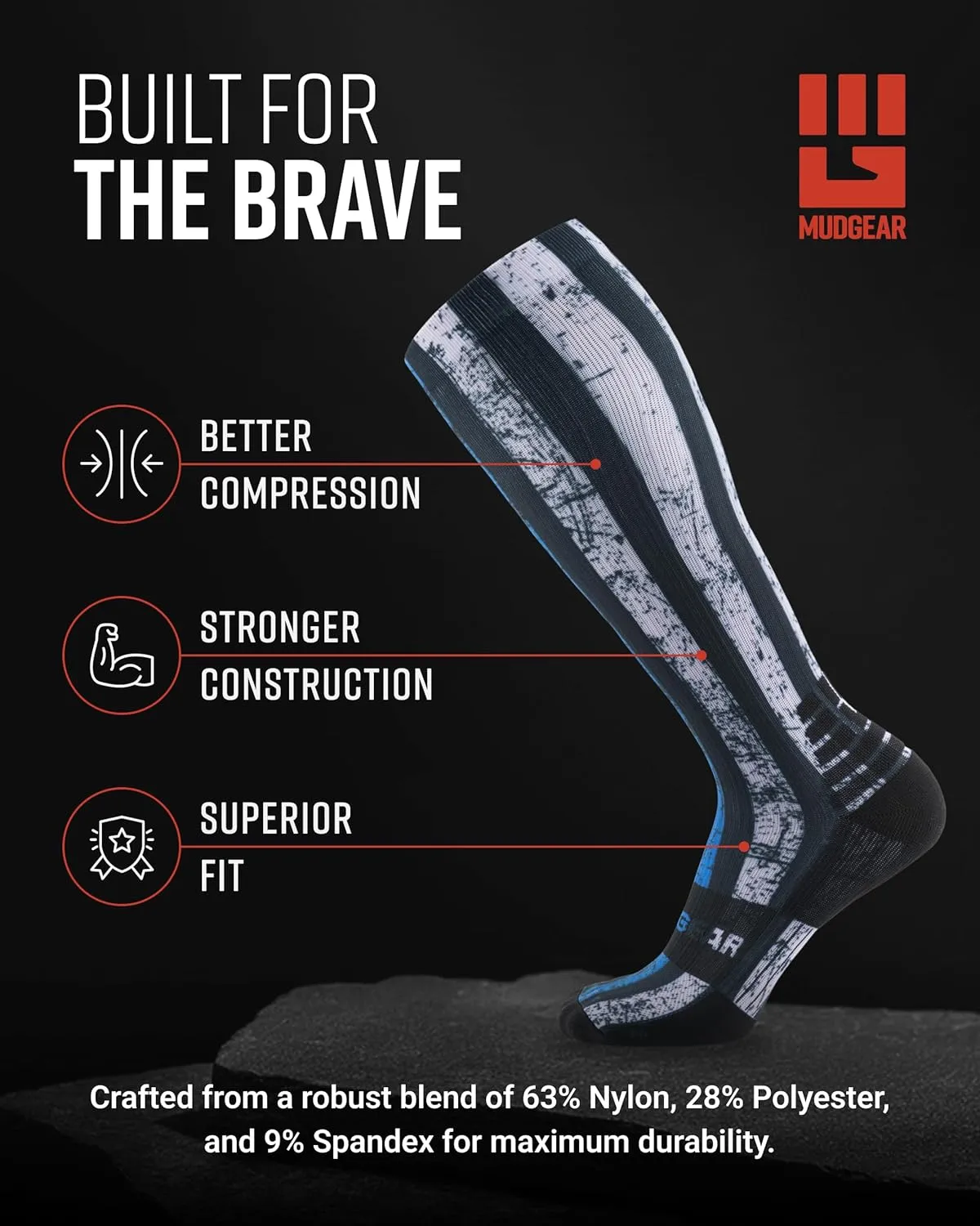 Premium Compression Socks, Special Edition Sweat-Resistant Knee High Socks for Marathon, Running, Hiking & Biking