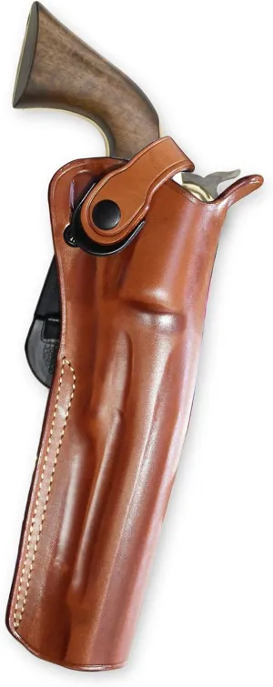 Premium Leather Paddle OWB Revolver Holster with Retention Strap Fits Pietta 1860, 44 Cal Colt Army 8'' Round Barrel Black Powder Revolver, Right Hand Draw, Brown Color #1580#