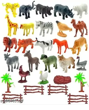 Prosper Realistic Animal Toys, Mini Animal Figure Toy - Farm Animals Toys & Wild Animals Toys for Kids Animal Figure Playset - Jungle Animals Toys Set - Best Birthday Return Gifts for Kids - Small Size (30 Pcs)