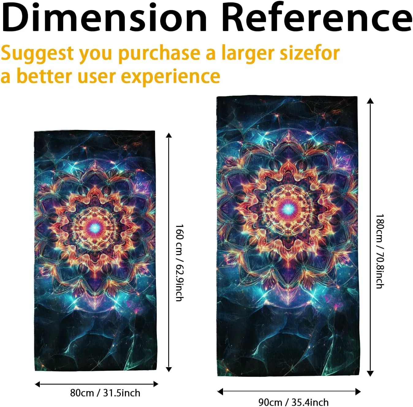 Psychedelic Mandala Microfiber Beach Towel Vibrant Cosmic Pattern Quick Dry Absorbent Sand Free Lightweight Beach Blanket Vacation Picnic Essentials 70x35 Inch