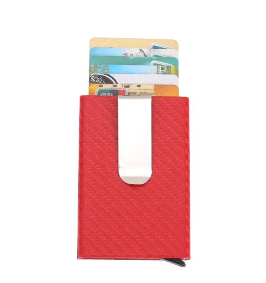 PU Carbon Fiber ID Metal Credit Card Wallet