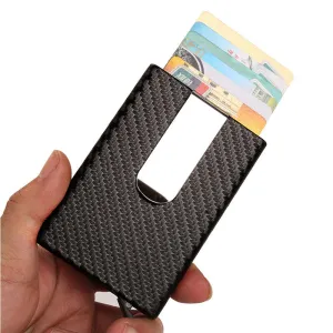PU Carbon Fiber ID Metal Credit Card Wallet