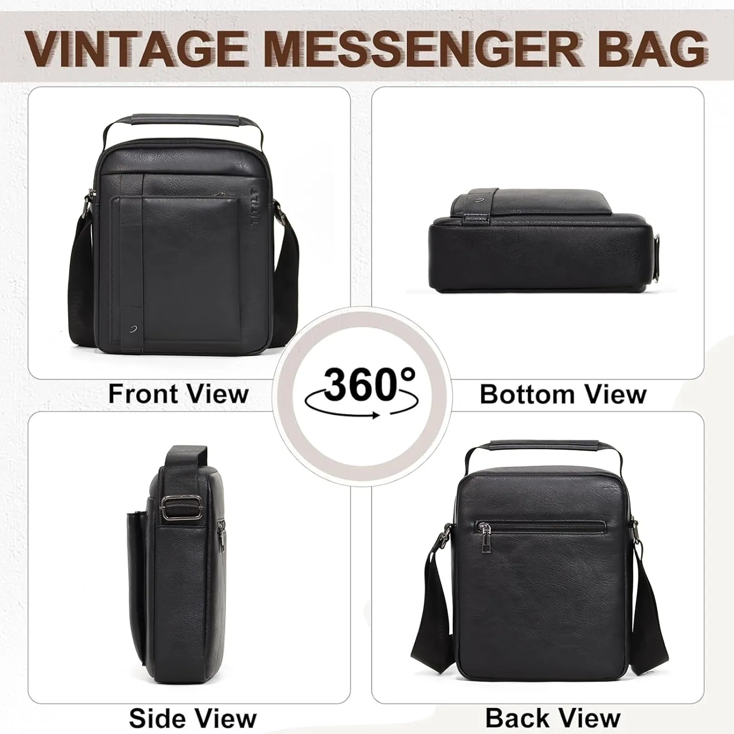 PU Leather Crossbody Shoulder Messenger Bag, Multiple Compartments