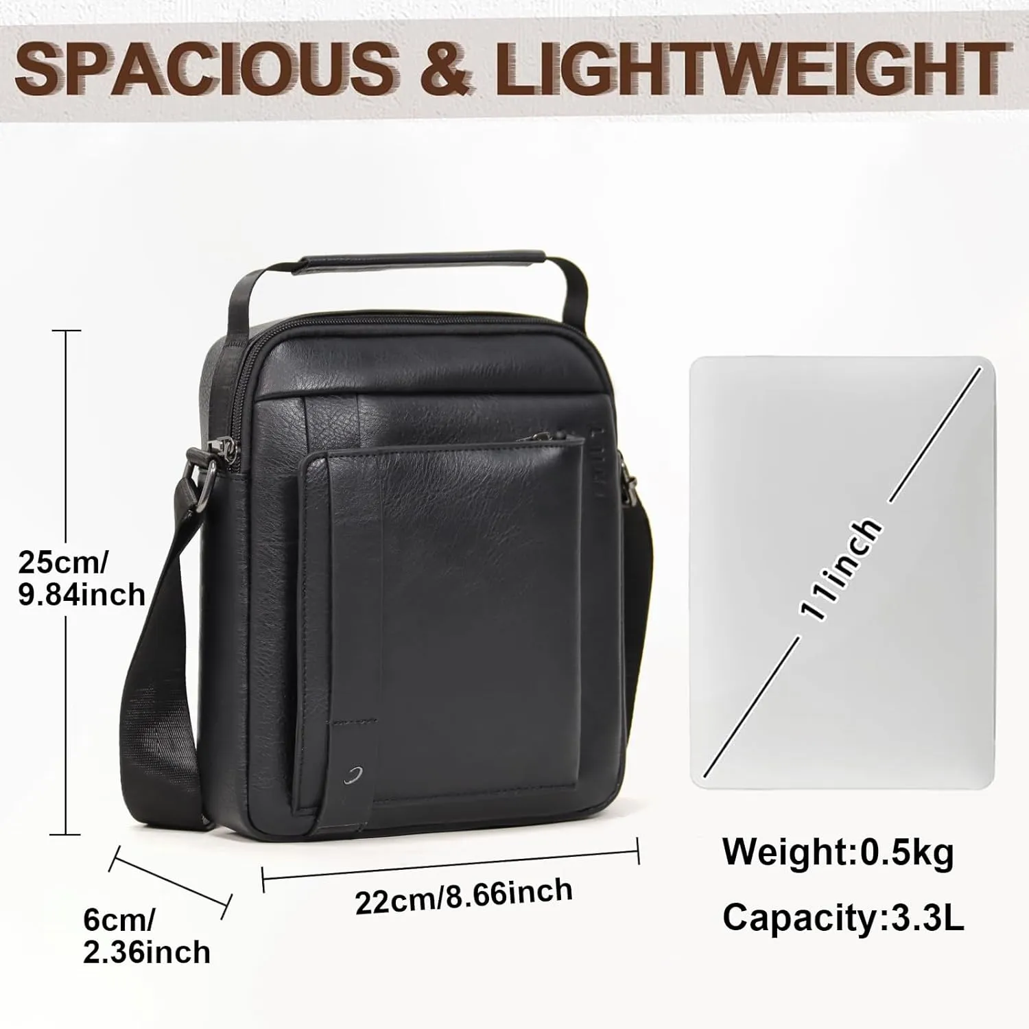 PU Leather Crossbody Shoulder Messenger Bag, Multiple Compartments