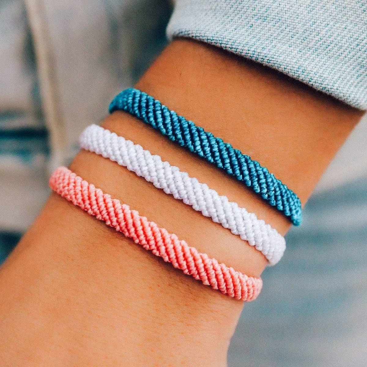 Pura Vida Half Flat Woven Bracelet - Waterproof, Adjustable Band