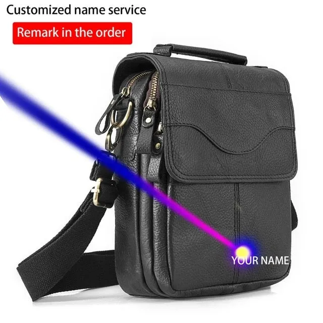 Quality Original Leather Male Casual Shoulder Messenger bag Cowhide Fashion Cross-body Bag 8" Pad Tote Mochila Satchel bag 144