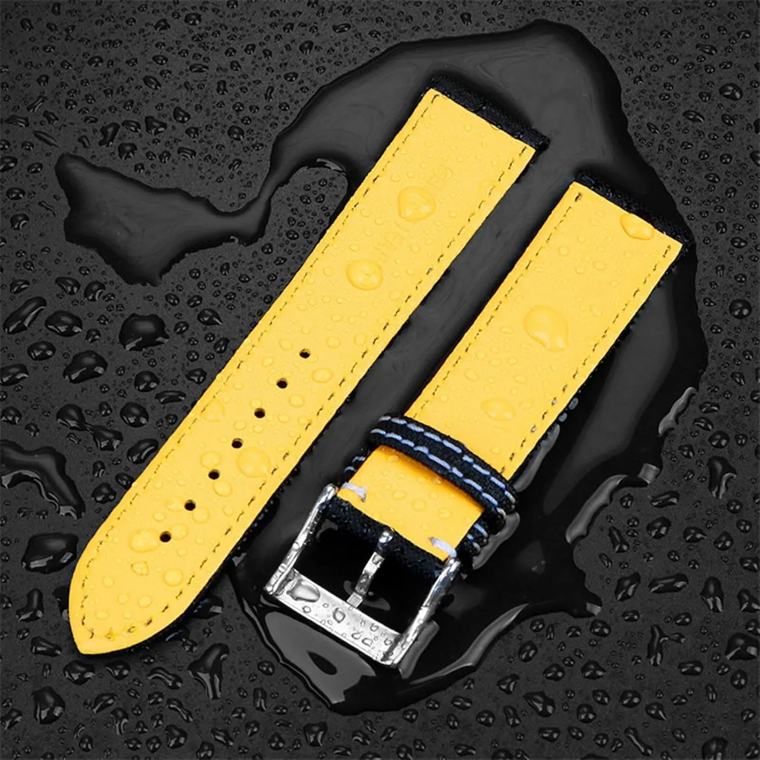 Quick Release Watch Strap Watch Band, 22mm/24mm Men Nylon Genuine Leather Splicing Watch Strap for Diving Sports Smart Watch