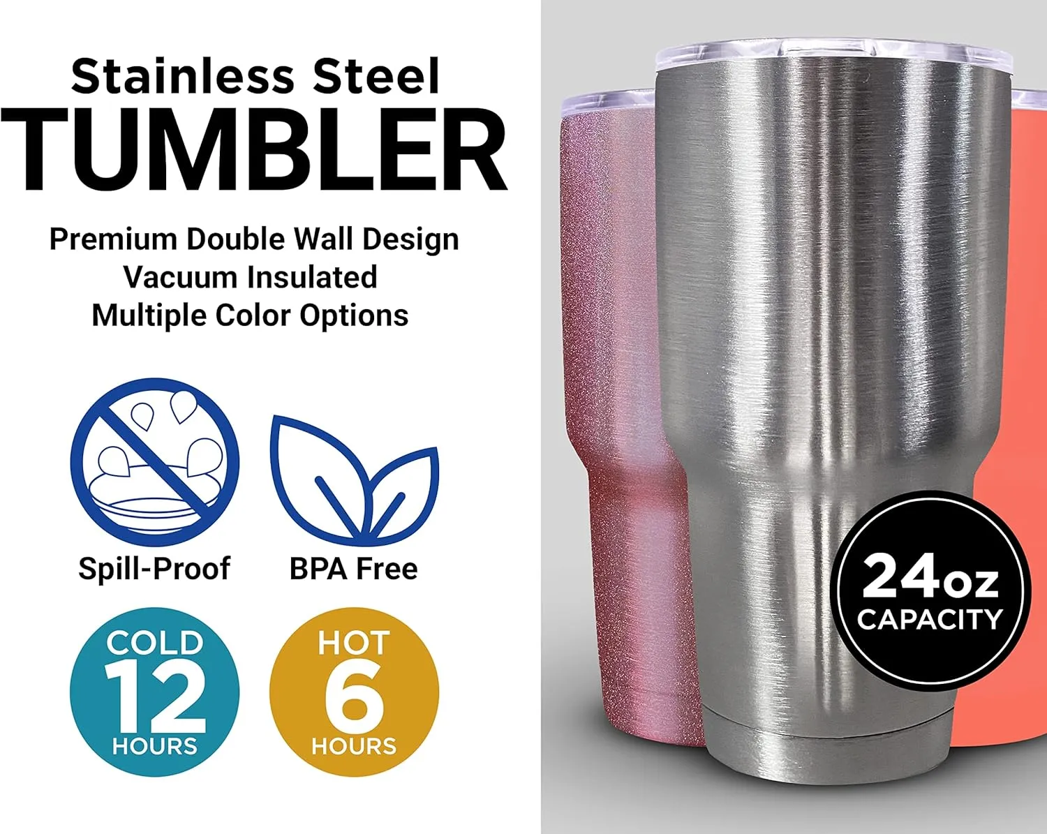R and R Imports Chilliwack River British Columbia Souvenir Laser Engraved 24 oz Insulated Stainless Steel Tumbler Coral.