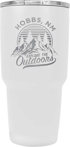 R and R Imports Hobbs New Mexico Souvenir Laser Engraved 24 oz Insulated Stainless Steel Tumbler White White.