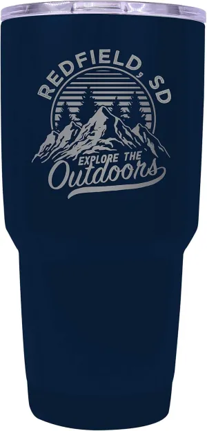 R and R Imports Redfield South Dakota Souvenir Laser Engraved 24 oz Insulated Stainless Steel Tumbler Navy.