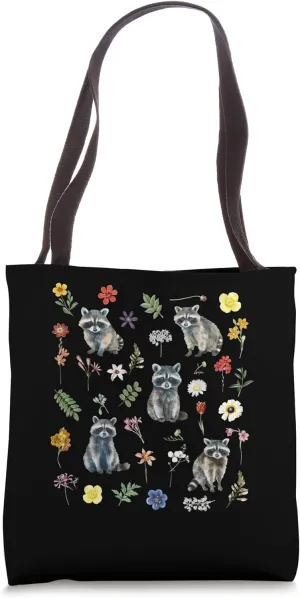 Raccoon Shirt Floral Wildflower Trash Panda Raccoon Lover Tote Bag
