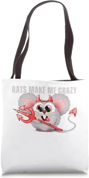Rats Make Me Crazy | Funny Cartoon Mouse With Trident Tote Bag