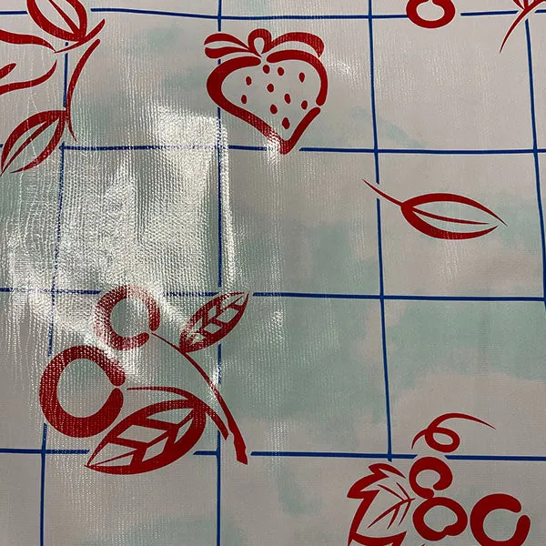 Red Blue Aqua Check Oilcloth Fabric - Reorderable