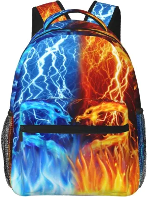 Red Blue Fire Dragon Backpack for Boys Ages 4-12 Cool Lightning Backpacks Animal Bookbag for 2nd 3rd 4th 5th 6th Grade Kids Girls Back to School Gifts