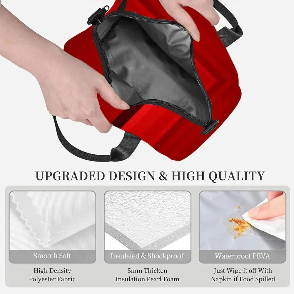 red curtain Insulated Adult Lunch Bag with Shoulder Strap for Women Lightweight Reusable Portable Freezable Lunch Tote Bag for Work Picnic