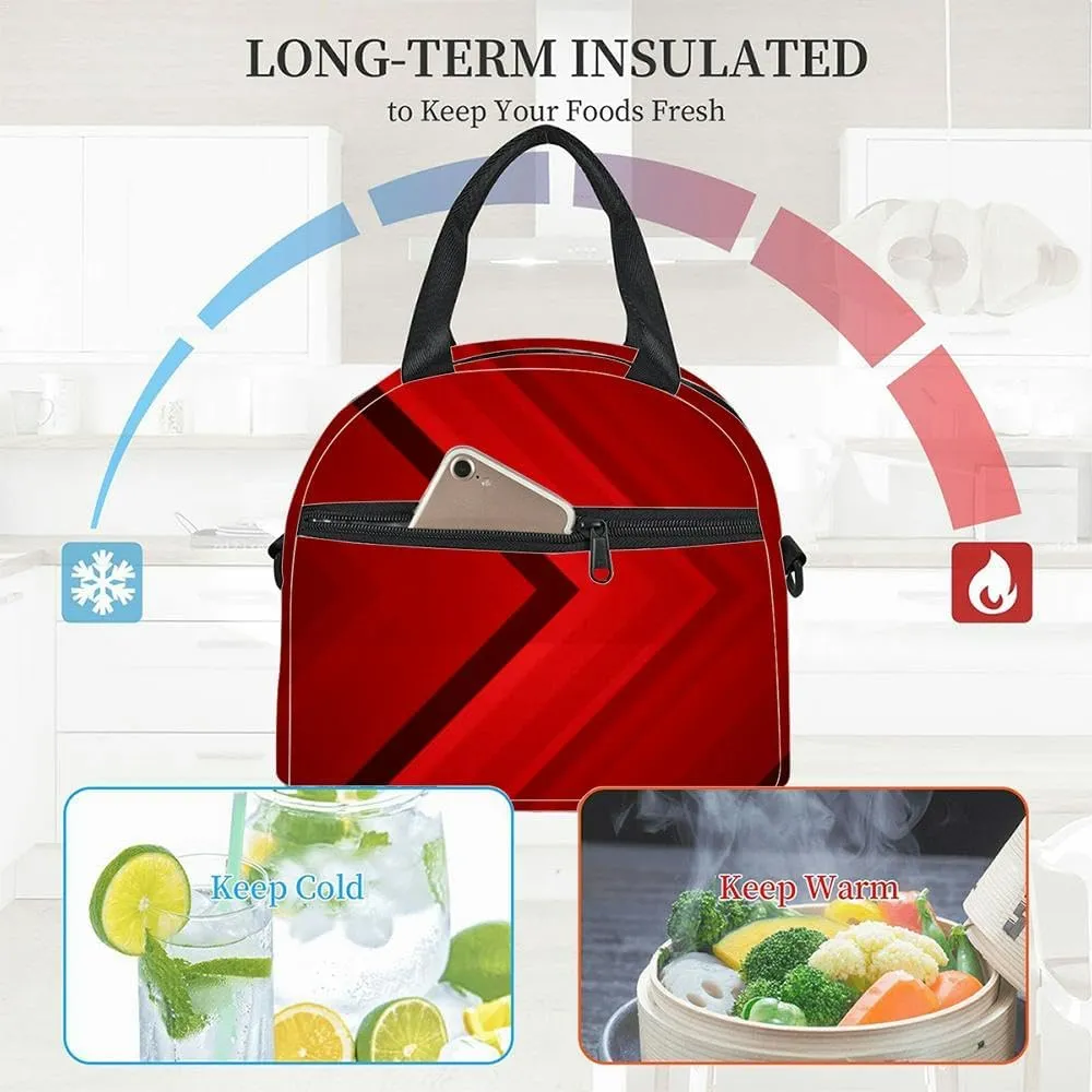 red curtain Insulated Adult Lunch Bag with Shoulder Strap for Women Lightweight Reusable Portable Freezable Lunch Tote Bag for Work Picnic