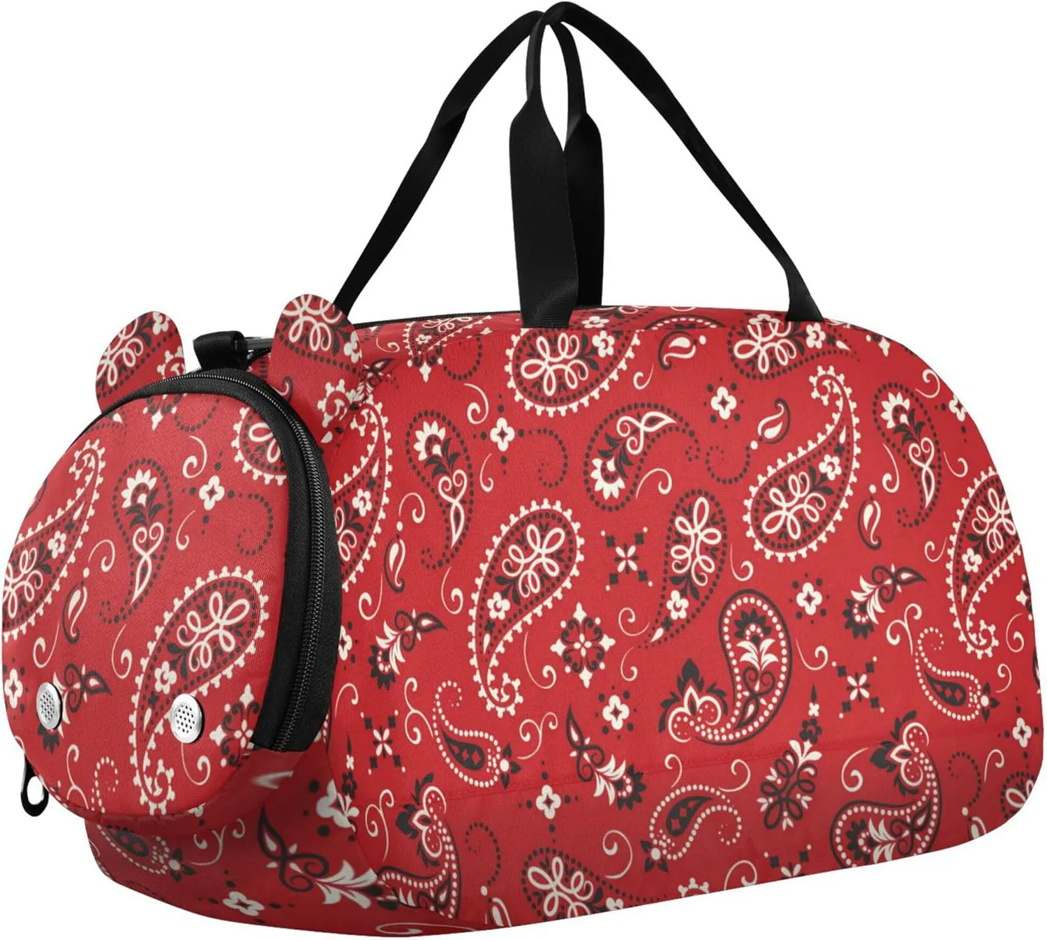 Red Paisley Ornament Small Gym Bag with Shoes Compartment Lightweight Overnight Travel Weekender Tote for Travel, Sports, Duffel, Weekender