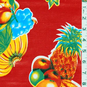 Red Tropical Fruit Oilcloth Roll Fabric