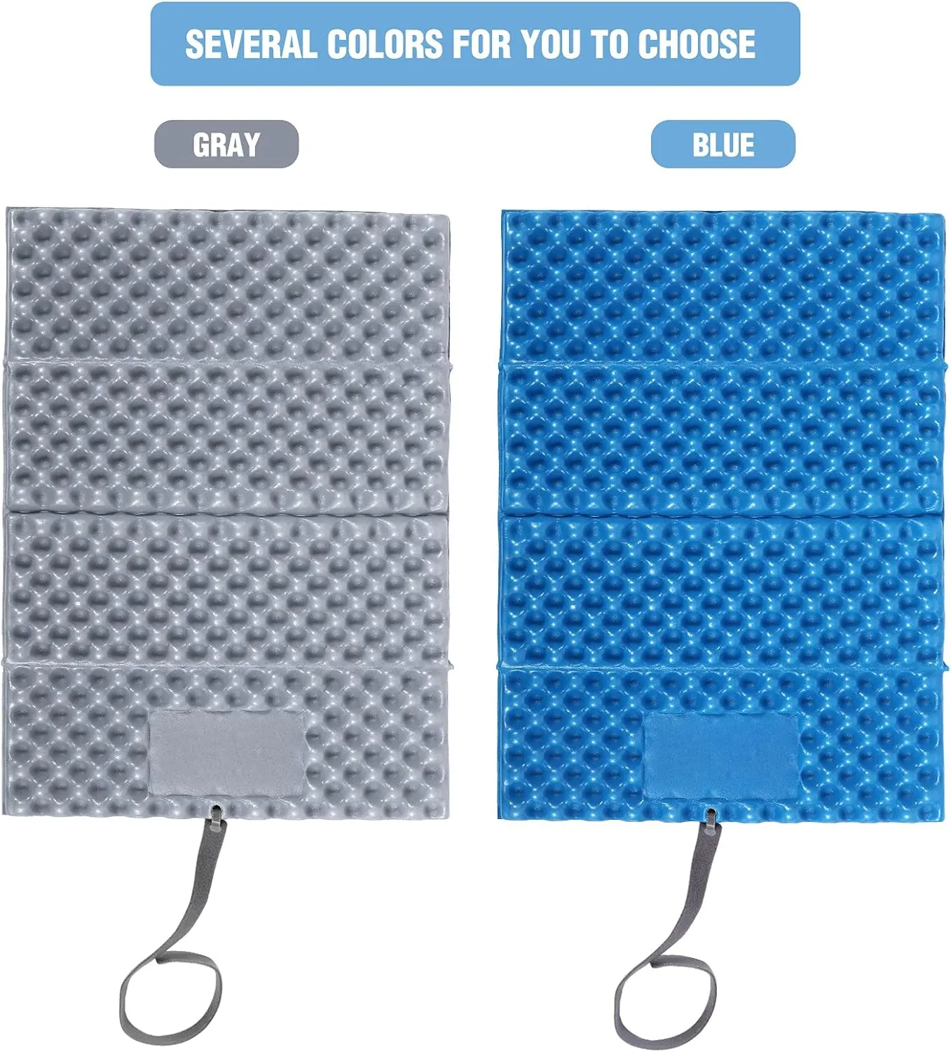 REDCAMP Ultralight Foam Backpacking Sit Pad, Foldable Waterproof Z Hiking Sitting Pad Insulated Stadium Seat Cushion with Strap for Outdoor Camping Picnic, Blue/Black/Yellow