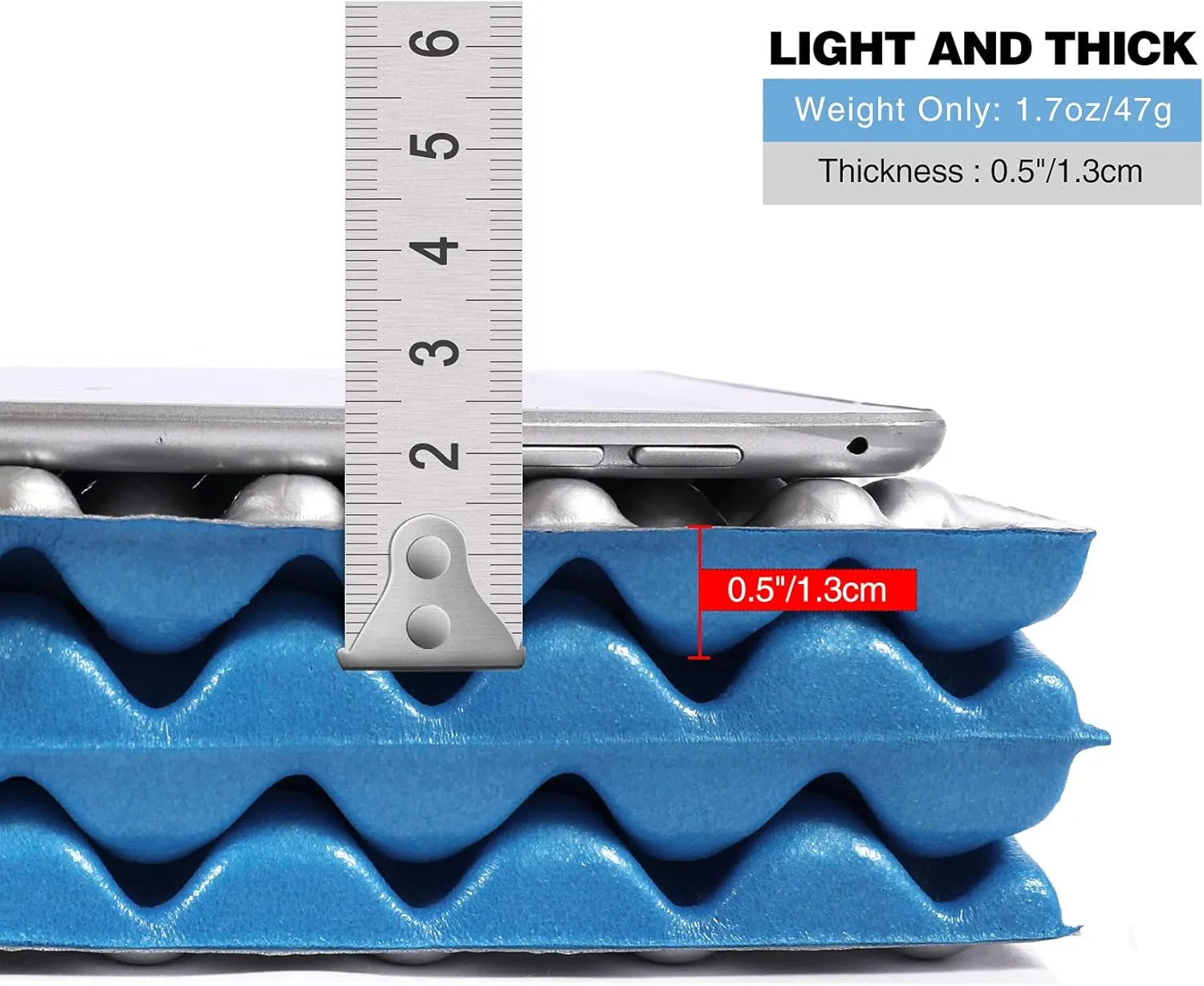 REDCAMP Ultralight Foam Backpacking Sit Pad, Foldable Waterproof Z Hiking Sitting Pad Insulated Stadium Seat Cushion with Strap for Outdoor Camping Picnic, Blue/Black/Yellow