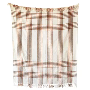 REMI PLAID OUTDOOR PICNIC BEACH BLANKET RUST FALL DECOR (MIN 1)