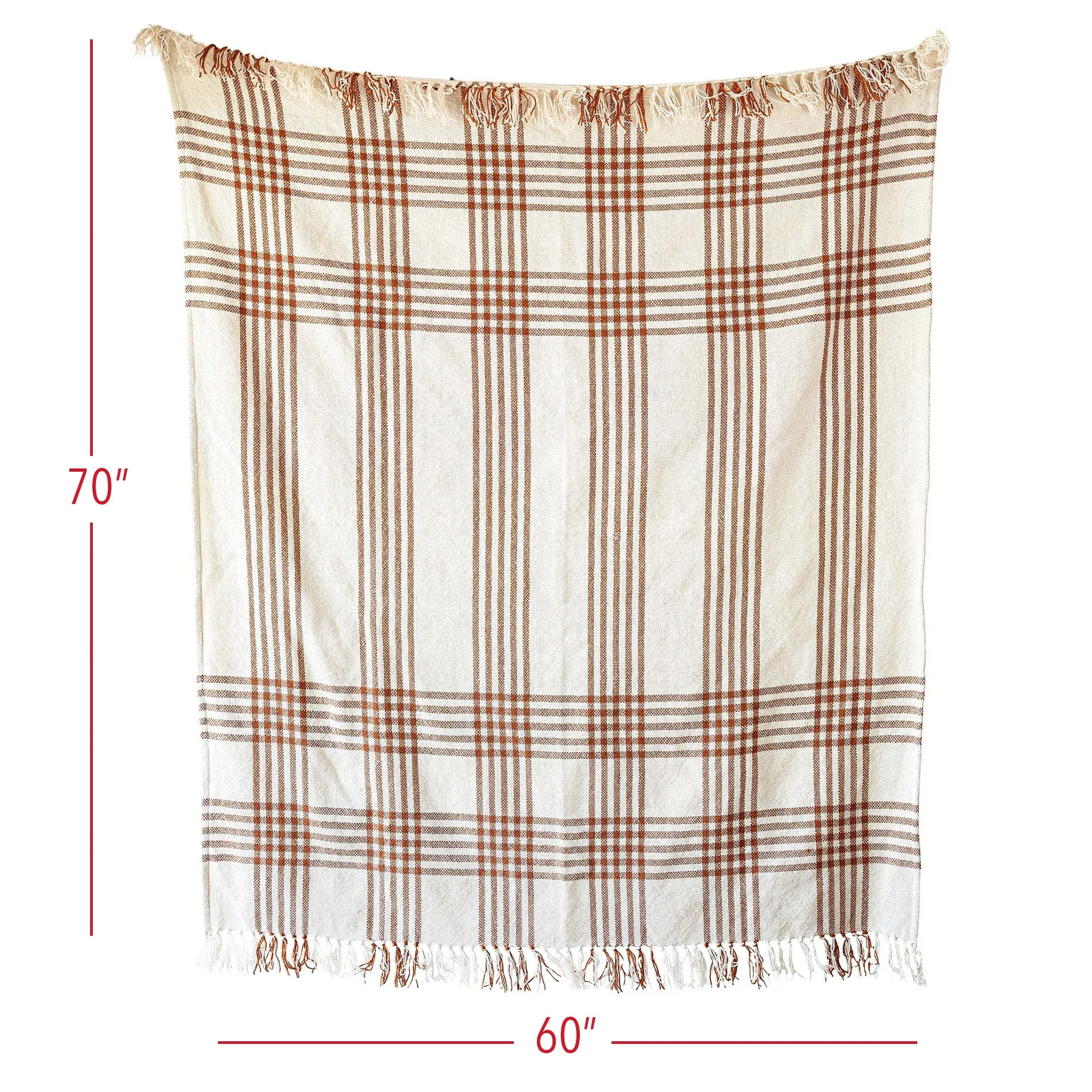 REMI PLAID OUTDOOR PICNIC BEACH BLANKET RUST FALL DECOR (MIN 1)
