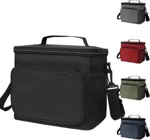 Reusable Insulated Lunch Bag for Men Women, Leakproof Cooler Tote Bag, Adult Lunch Bag with Adjustable Shoulder Strap for Work Picnic Hiking - Black