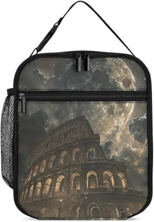 Reusable Lunch Bag for Women Men Insulated Lunch Box Rome Moon Shines Lunch Tote Bags Leakproof Cooler Bag Portable Lunch Container for Travel Picnic Office