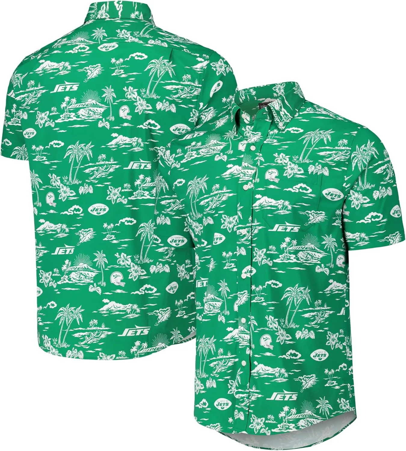 Reyn Spooner Men's Kelly Green New York Jets Throwback Kekai-Print Button-Up Shirt, XX-Large