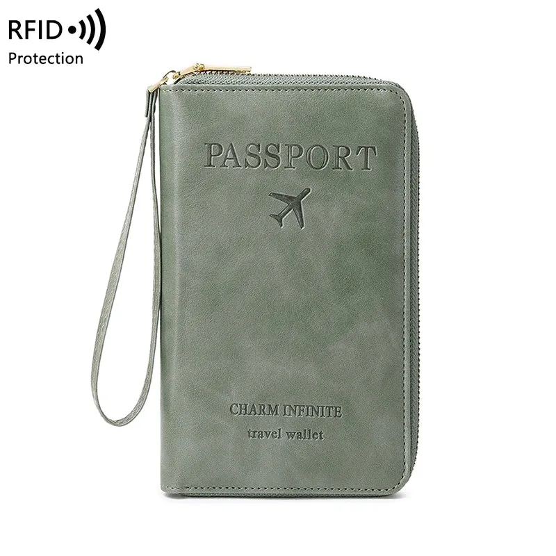 RFID Blocking Passport Holder - Multifunctional Travel Wallet with Wrist Strap